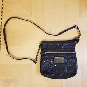 Nicole by Nicole Miller Black Faux Leather Studded Crossbody Purse